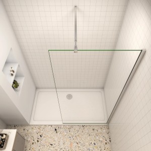 AICA Walk-In Duschkabine, 140x200cm, 8mm ESG Glas mit Stabilisator. Ohne Duschtasse.