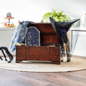 HMF 6402-154 Vintage Schatztruhe Schatzkiste Holztruhe Schloss 54 x 28 x 30 cm Mexiko