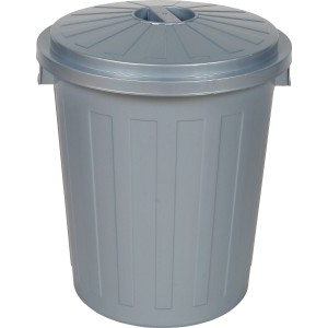 Silberner Supermax Mülleimer mit Deckel, 50 Liter Fassungsvermögen.