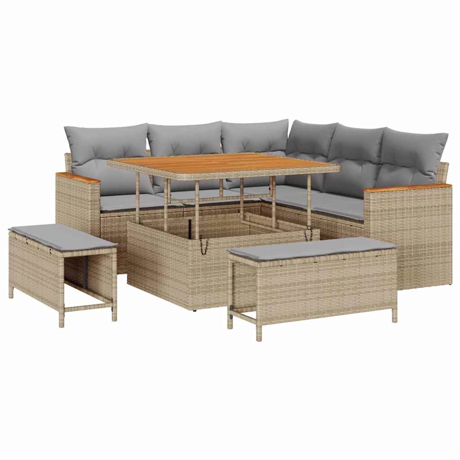 vidaXL 8-Teiliges Garten-Sofa-Set mit Kissen in Beige aus Poly Rattan und A günstig online kaufen