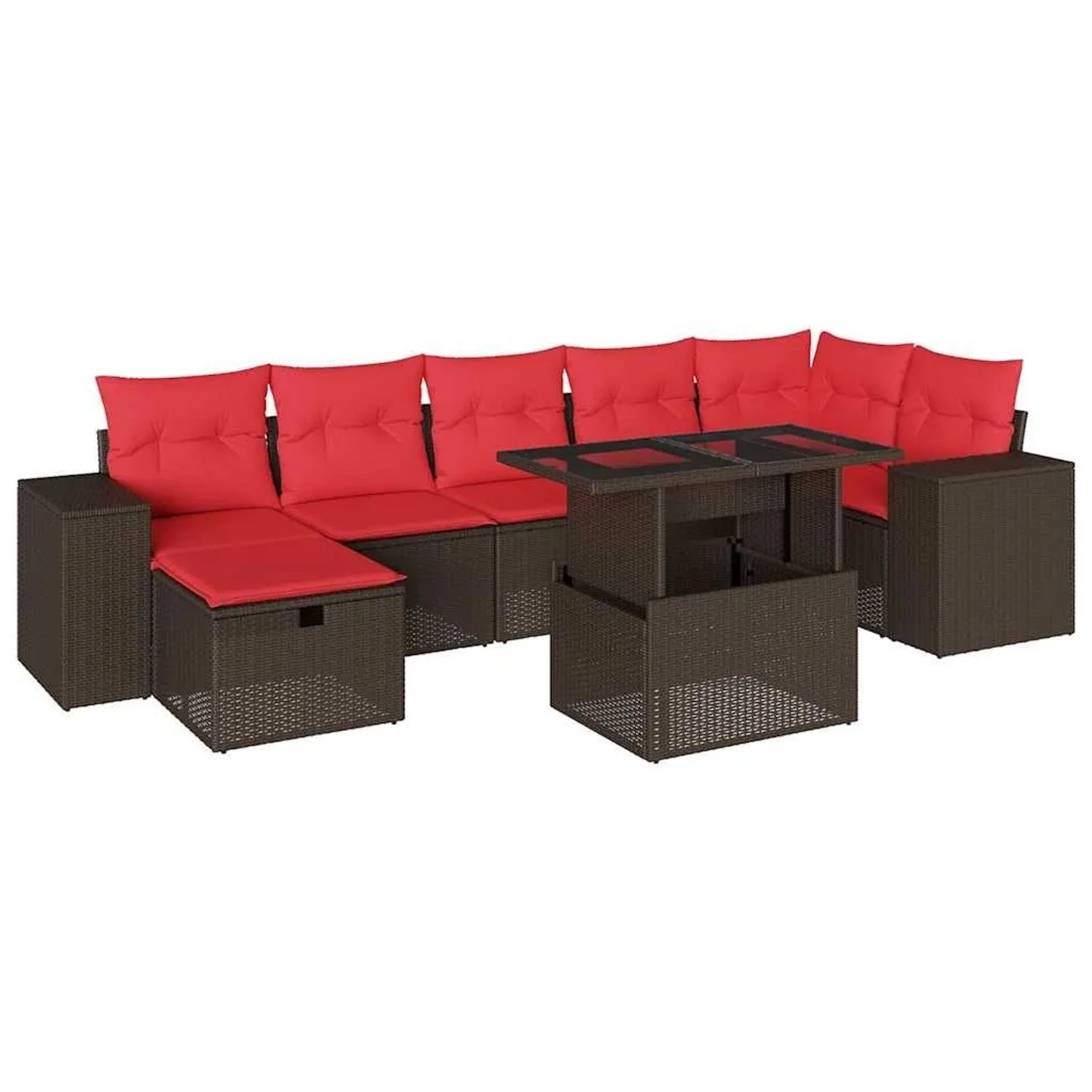 vidaXL 8-Tlg Gartensofa-Set mit Kissen Braun Polyrattan 3275314 günstig online kaufen