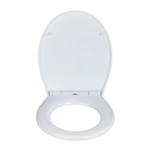 Weißer Wenko Premium WC-Sitz Korfu mit Absenkautomatik und Fix-Clip aus Thermoplast.