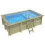 ALTANKA Holzpool Aqua 4,65x2,85 Höhe 1,24 m HELLBLAU mit Liegefläche mit Einzubetonierendem Profil BAS7306OSPI+PLA306