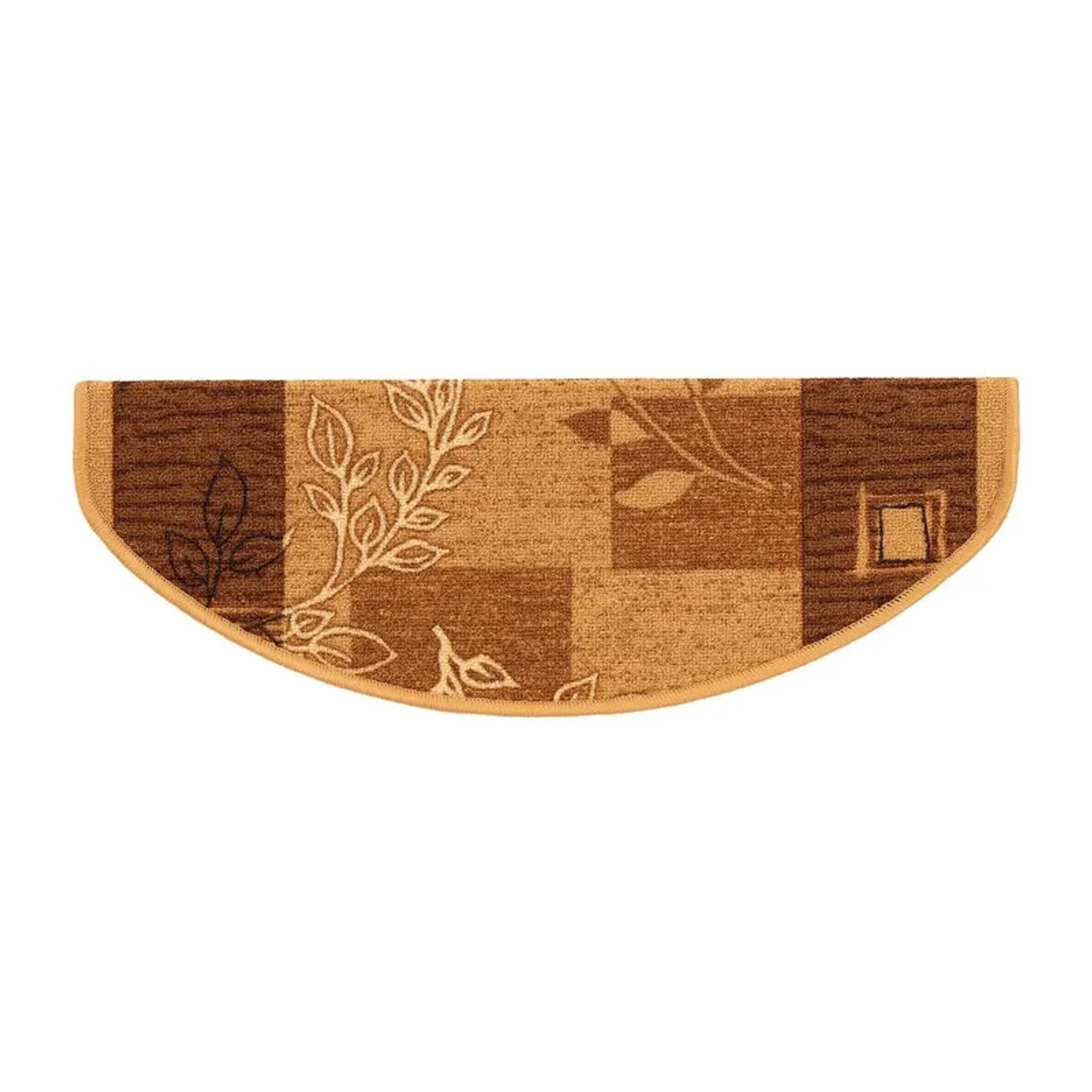 Beige, halbrunde KARAT Stufenmatte Akzent mit Blattmuster, selbstklebend, 23,5x65 cm.