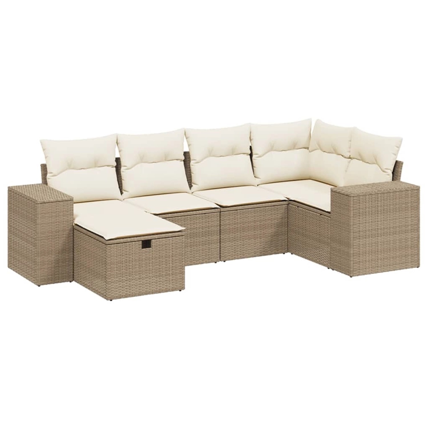 vidaXL 6-Tlg Garten-Sofagarnitur mit Kissen Beige Poly Rattan 3264414 günstig online kaufen
