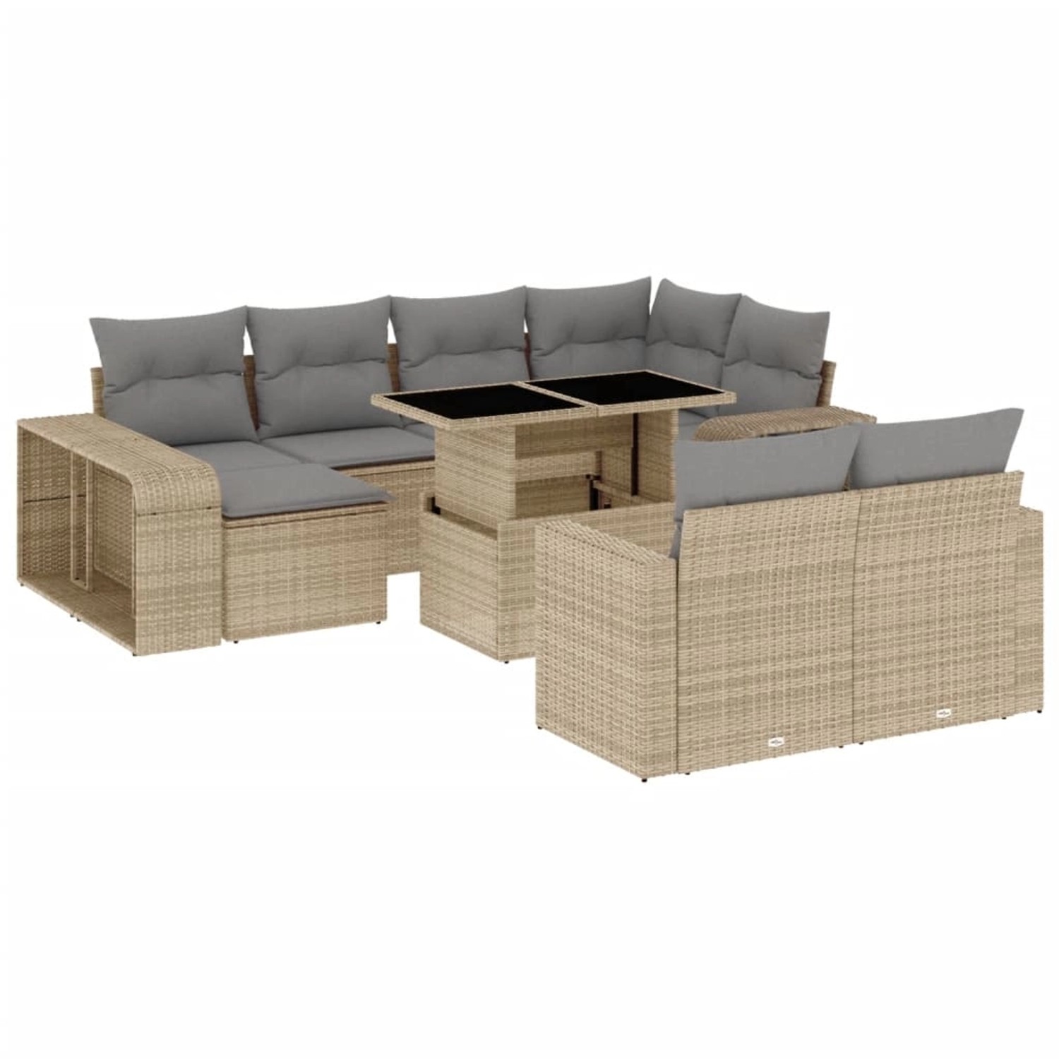 vidaXL 11-tlg Garten-Sofagarnitur mit Kissen Beige Poly Rattan Modell 183 günstig online kaufen