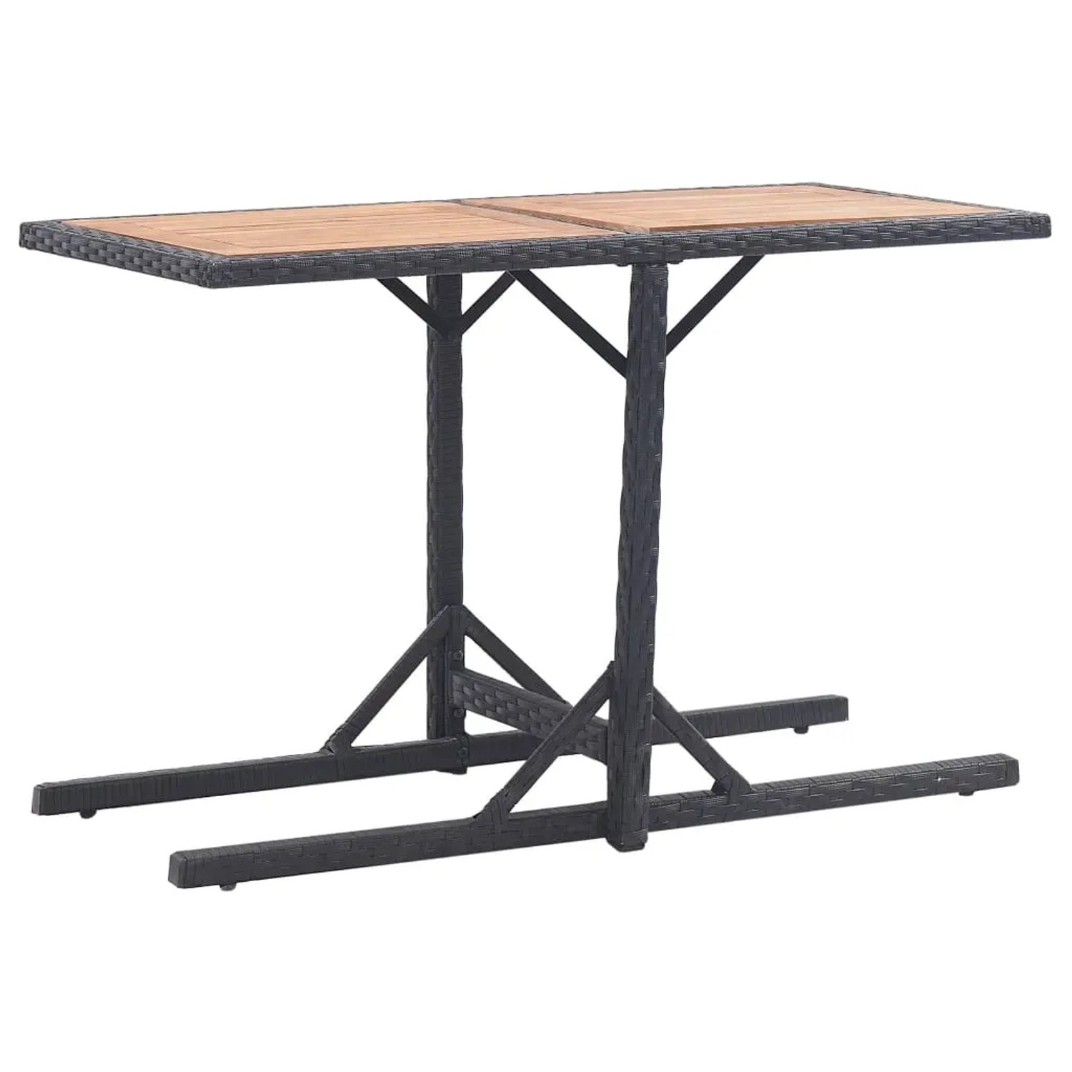 vidaXL Gartentisch Schwarz Massivholz Akazie und Poly Rattan 46456