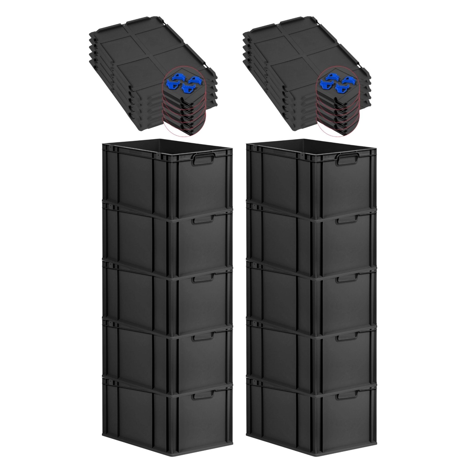 PROREGAL SparSet 10x Eurobox Nextgen Grip Mit Auflagedeckel Und Blauen Vers günstig online kaufen