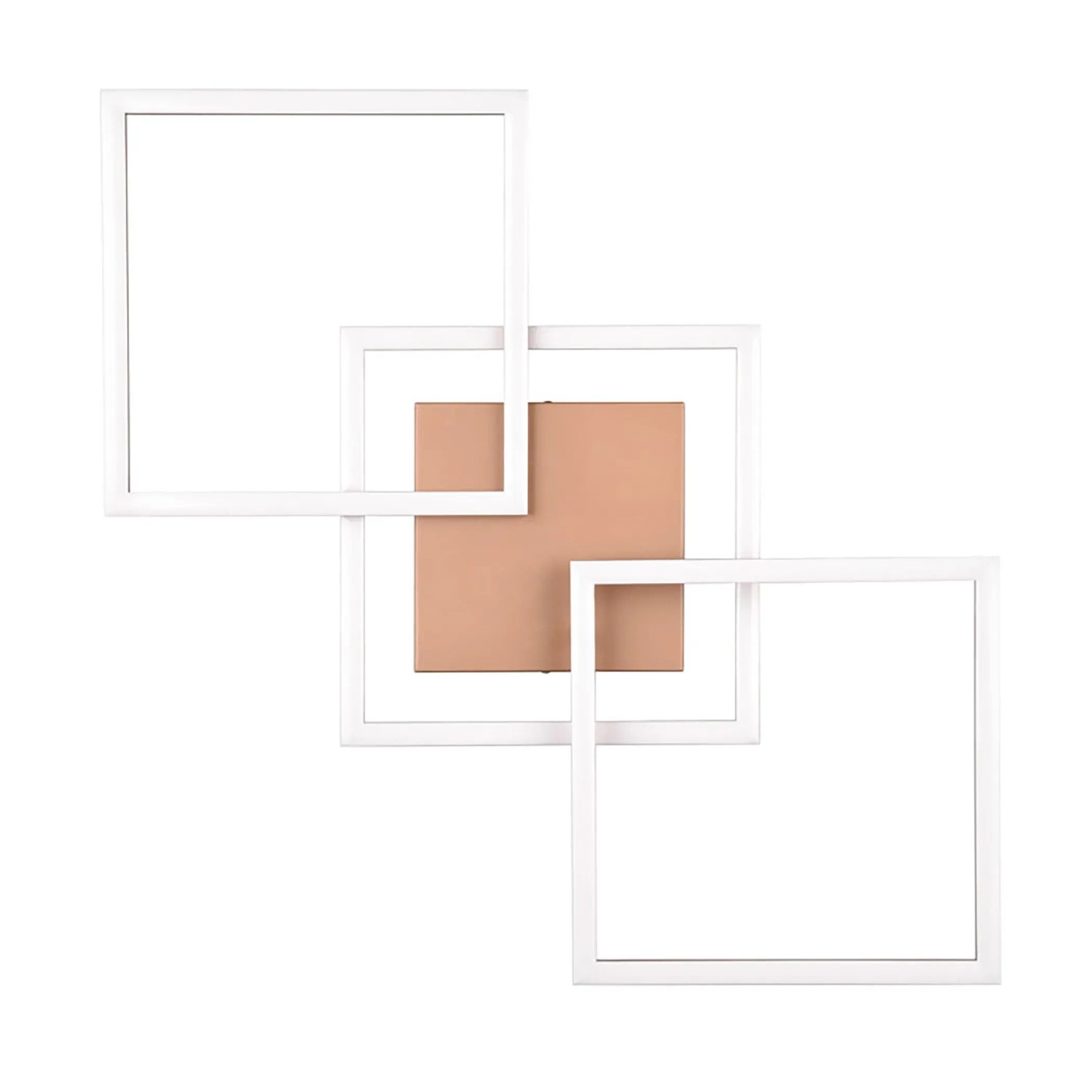 Moderne LED-Deckenleuchte Trail in Coffee mit schwenkbaren, weißen Quadraten (52,6x52,6 cm).