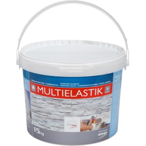 Eimer Klebemörtel Stegu Multielastik, 15 kg, für Fliesen und Steinverblender.