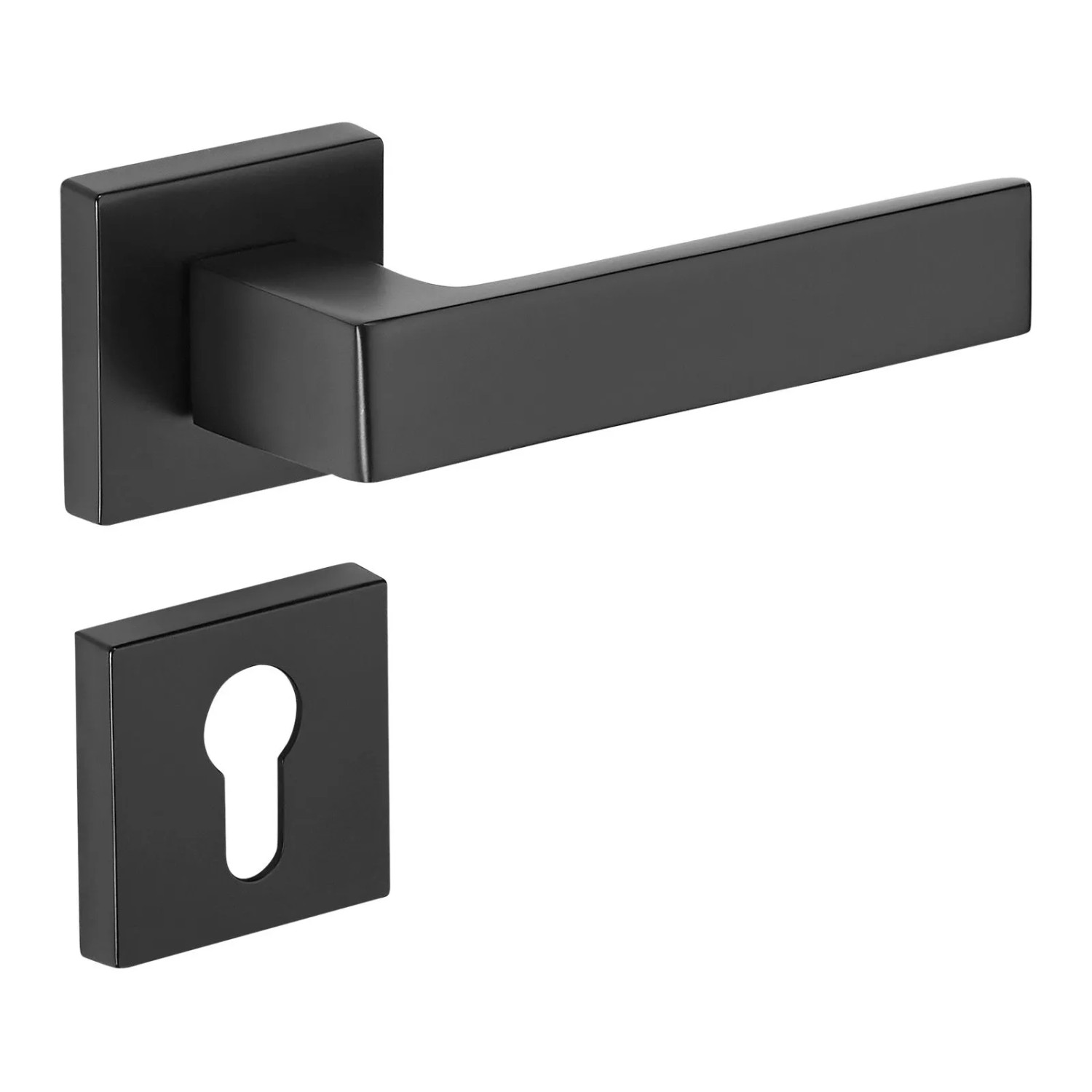 SOTECH Türdrücker ERLING Aluguss mit Rosetten für Profilzylinder PZ Schwarz Matt inkl. Befestigungsmaterial