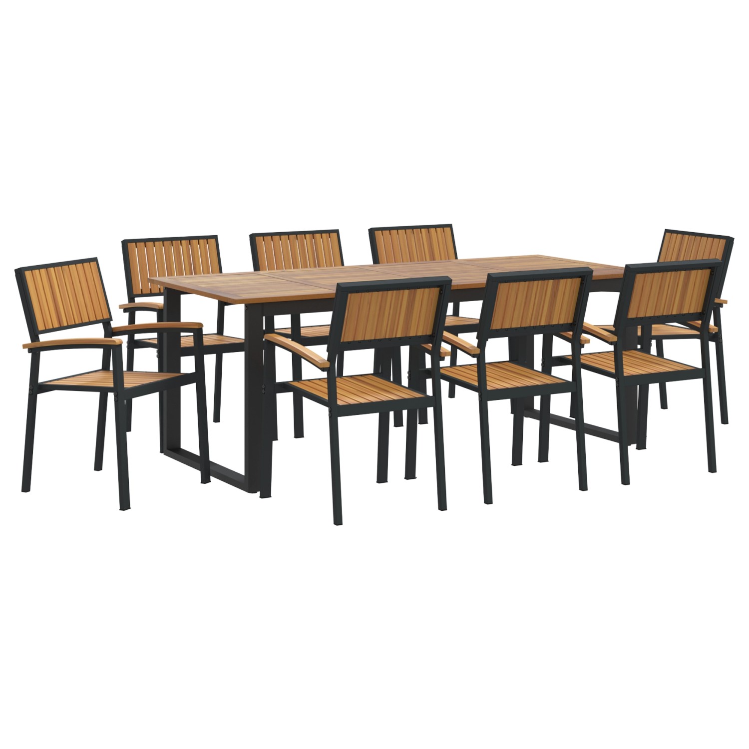 vidaXL 9-tlg Garten-Essgruppe Schwarz Stahl und Massivholz Akazie 3284382 günstig online kaufen