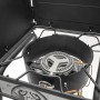 Petromax Gastisch ge45-s Einzelbrenner (45cm) für Gasgrills, mit Windschutz und Haltebügel.