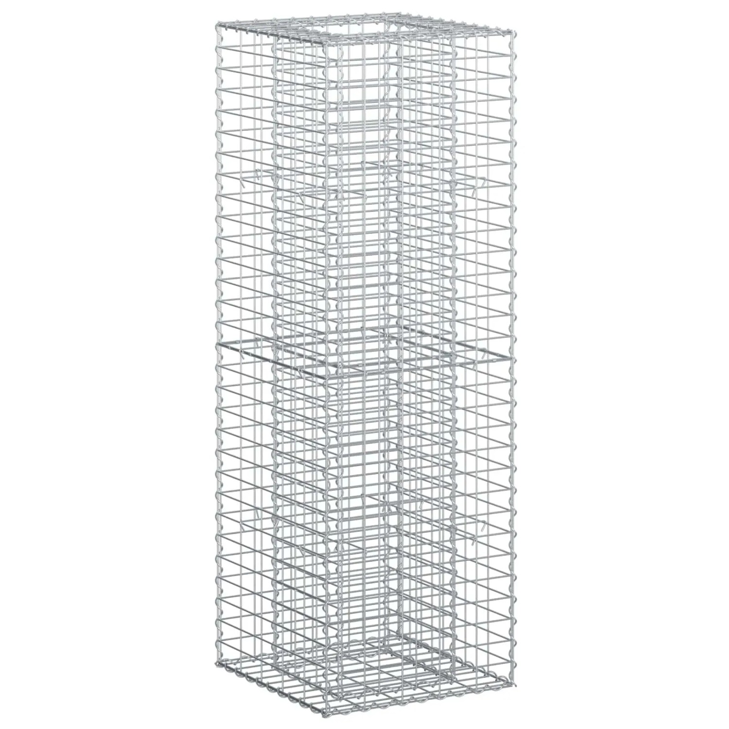 vidaXL Gabionen Hochbeet Silber 50 x 50 x 150 cm Verzinkter Stahl 42033332