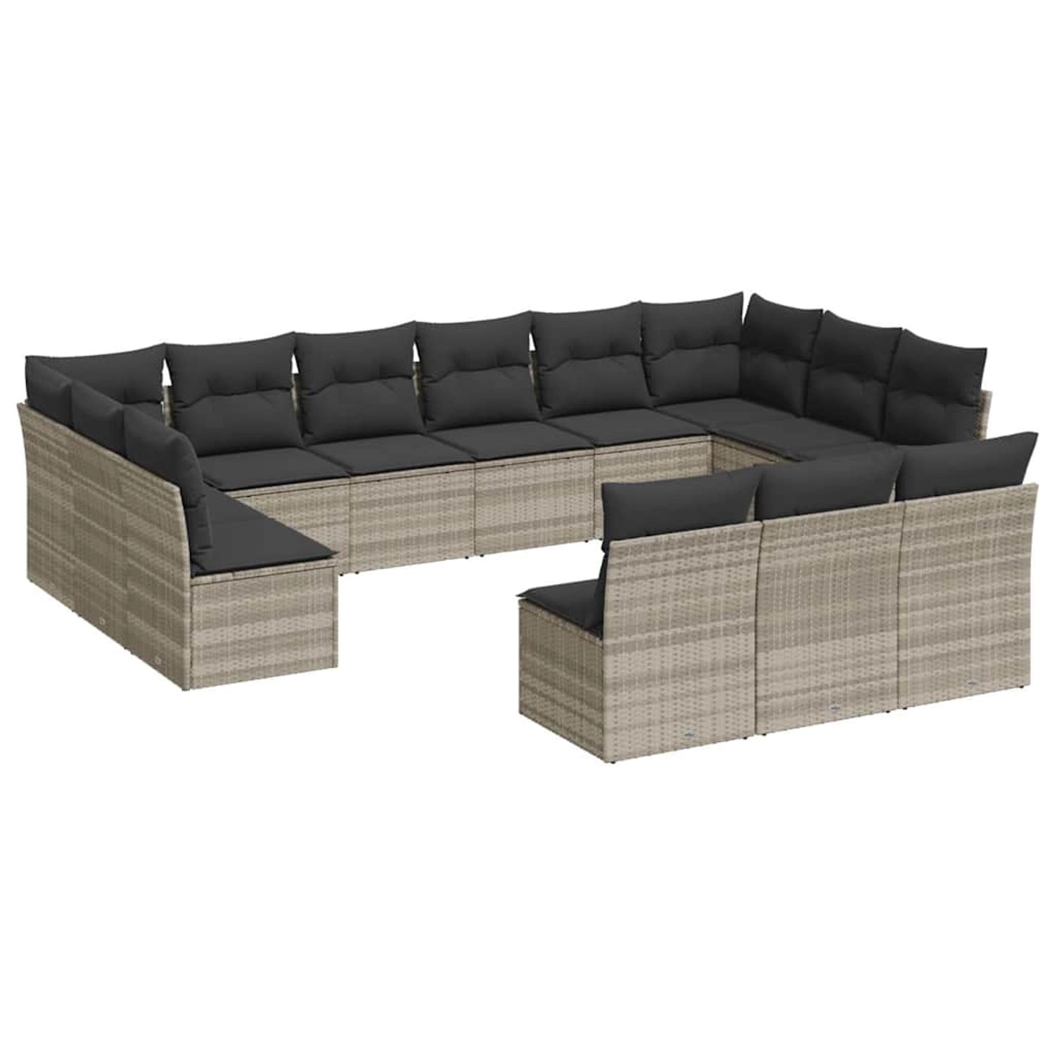 vidaXL 13-Tlg Garten-Sofagarnitur mit Kissen Hellgrau Poly Rattan 3218392 günstig online kaufen