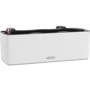 Weißes Lechuza Cube Color Triple Pflanzgefäß 40x14x14 cm für Kräuter und Blumen.