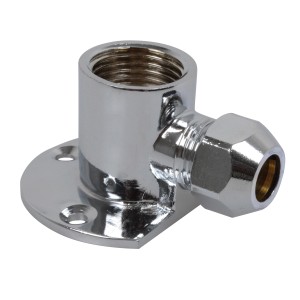 Verchromte Kirchhoff Quetschverschraubung-Wandscheibe mit 1/2 IG und 10 mm Anschluss für Sanitär und Heizung.
