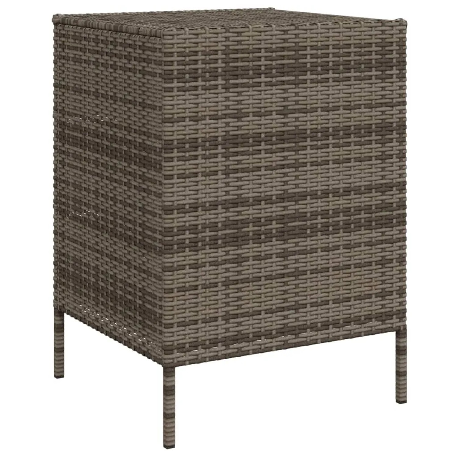 VidaXL Gartenschrank, grau, aus Poly Rattan, mit drei Schubladen für Gartenbedarf.
