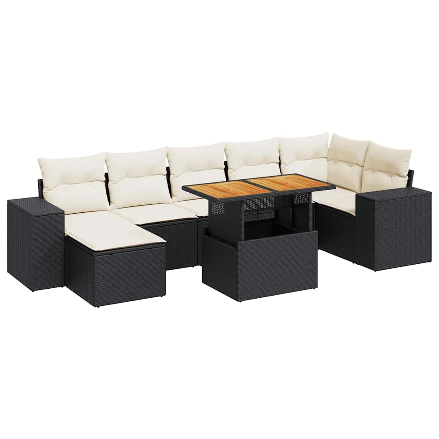 vidaXL 8-Tlg Garten-Sofagarnitur mit Kissen Schwarz Poly Rattan 3327402 günstig online kaufen