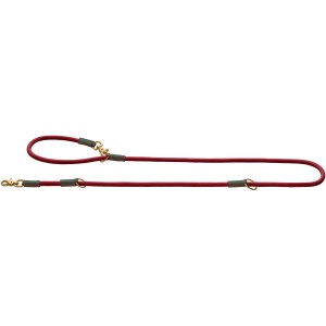 Verstellbare, rote Hunter Führleine Malia, 2 m lang, aus robustem Tau mit Lederdetails und Karabiner.
