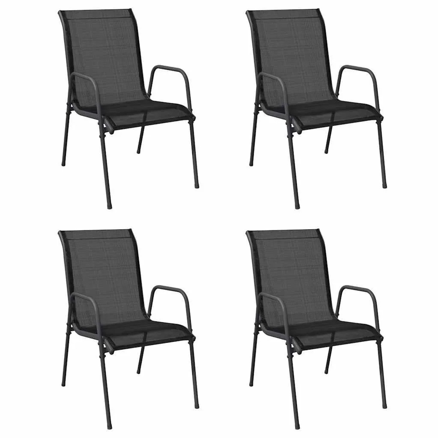 Furnicato Gartenstühle 4 Stk Stahl Und Textilene Schwarz