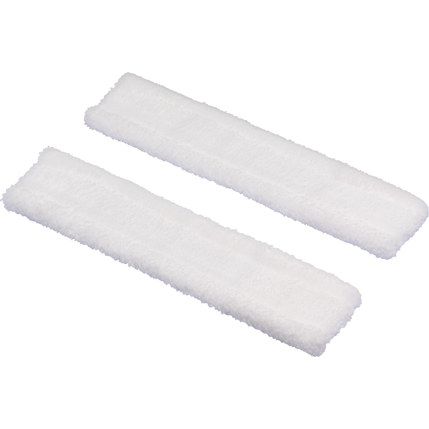 Zwei weiße Mikrofasertücher für Akku-Fenstersauger.