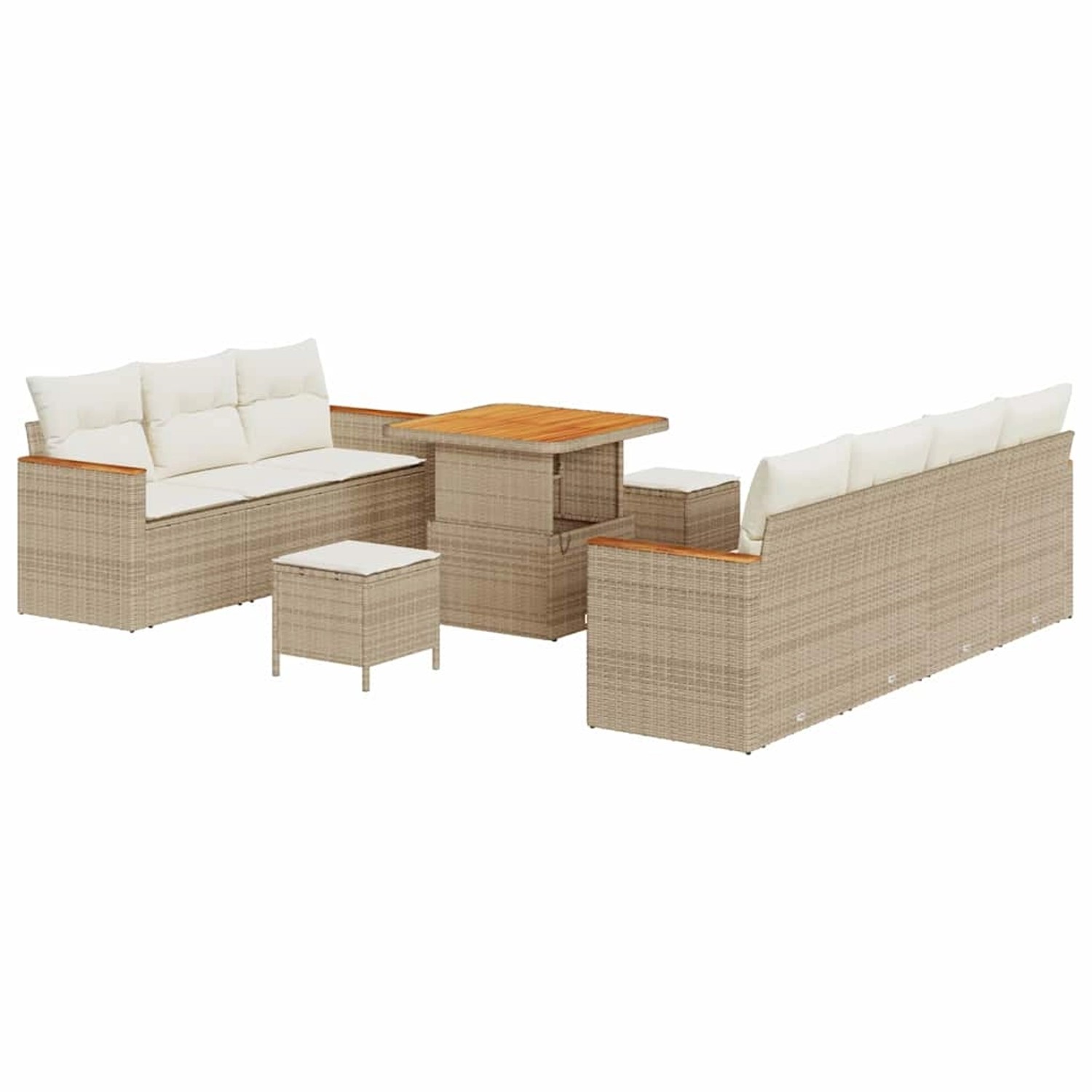 vidaXL Garten-Sofa-Set mit Kissen 10-Tlg Beige Poly Rattan 3363006 günstig online kaufen