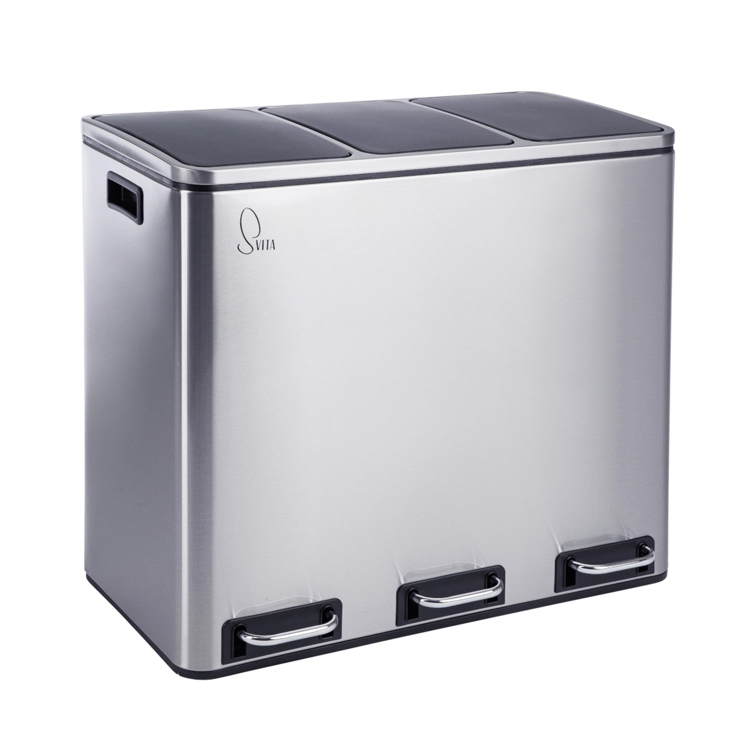Svita TM3X18 Mülleimer Papierkorb 54L Abfalleimer Mülltrennung Silber günstig online kaufen