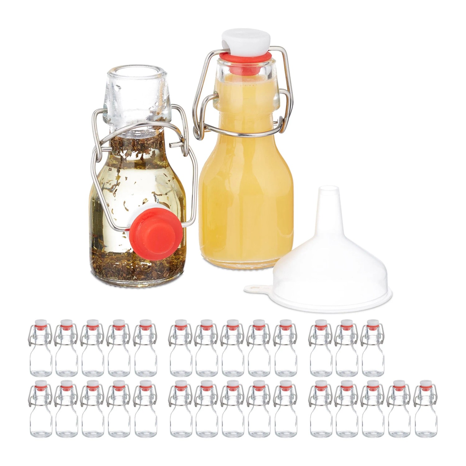 Relaxdays Flaschen mit Bügelverschluss Glas Transparent Auslaufsicher 30er Pack 11,5 cm x 5 cm x 4,5 cm