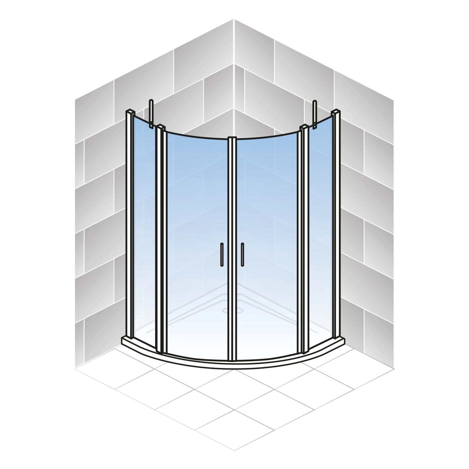 Schulte Runddusche AlexaStyle2.0, 90x90 cm, mit klarem Sicherheitsglas und Alu-Natur Profilen.