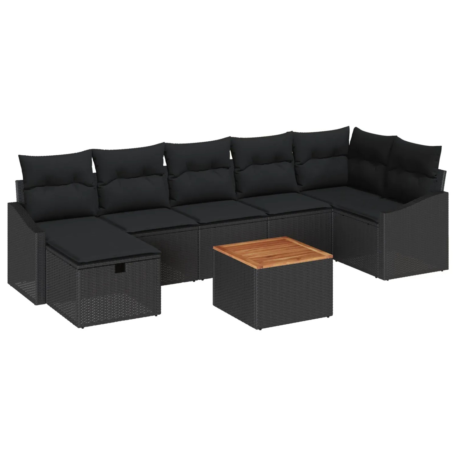 vidaXL Garten-Sofa-Set mit Speicher 8-Tlg Schwarz Poly Rattan 3360908