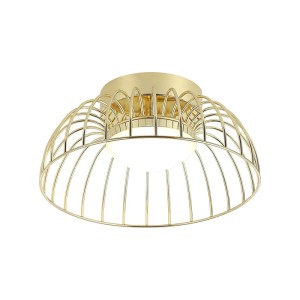 Moderne LED-Deckenleuchte Betsy in Gold, Ø 25 cm. Metall-Käfigdesign mit integriertem LED-Modul.
