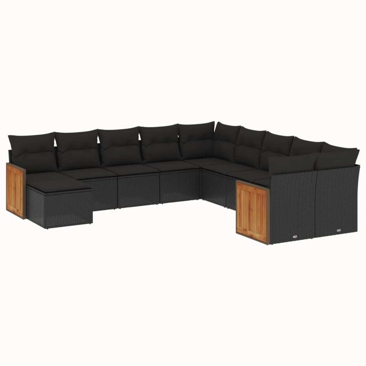 vidaXL 11-Tlg Garten-Sofagarnitur mit Kissen Schwarz Poly Rattan 3260648 günstig online kaufen