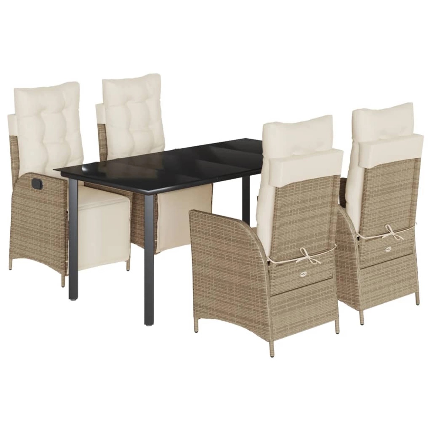 vidaXL 5-Tlg Garten-Essgruppe mit Kissen Beige Poly Rattan 3213444 günstig online kaufen