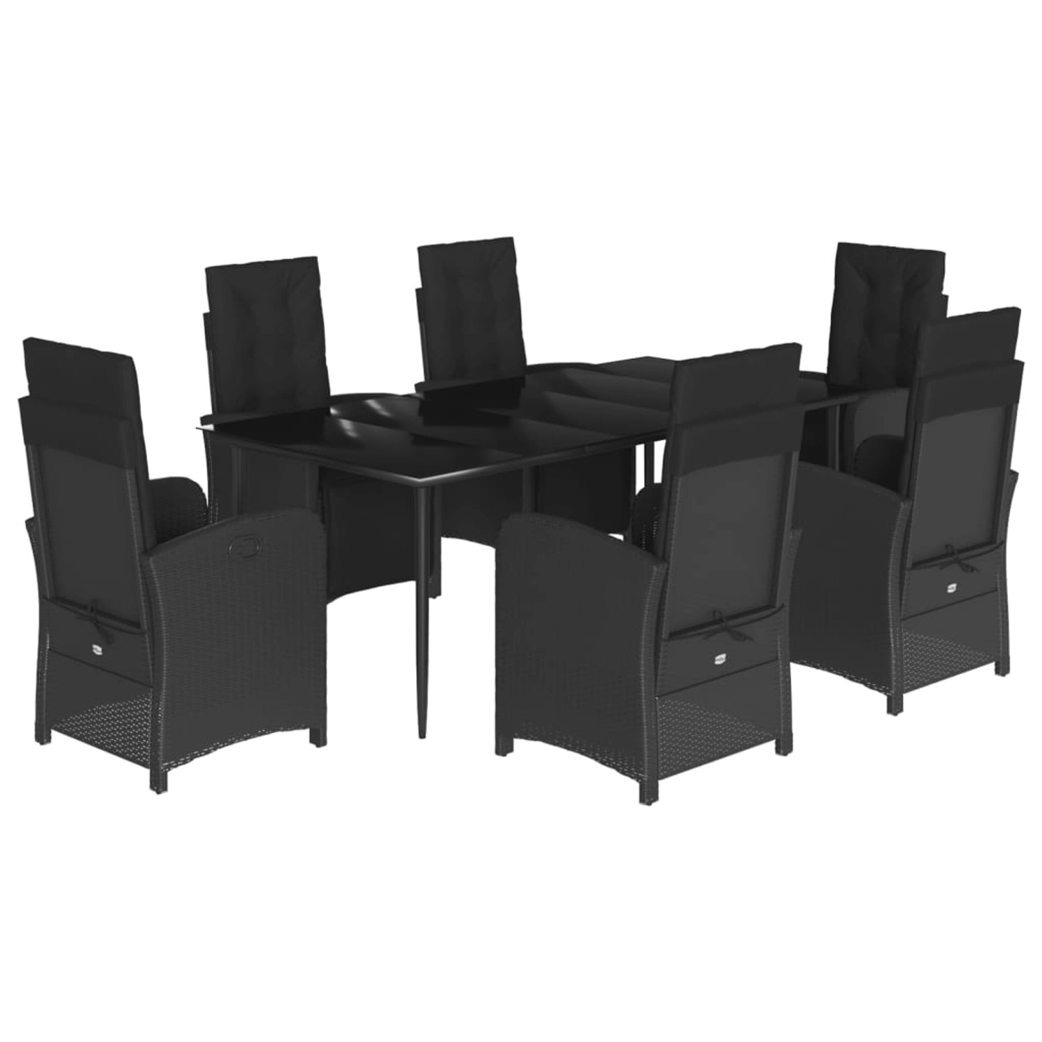 vidaXL 7-Tlg Garten-Essgruppe mit Kissen Schwarz Poly Rattan 3212533 günstig online kaufen