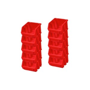 PROREGAL SuperSparSet: 10 rote Sichtlagerboxen aus Polypropylen, stapelbar.