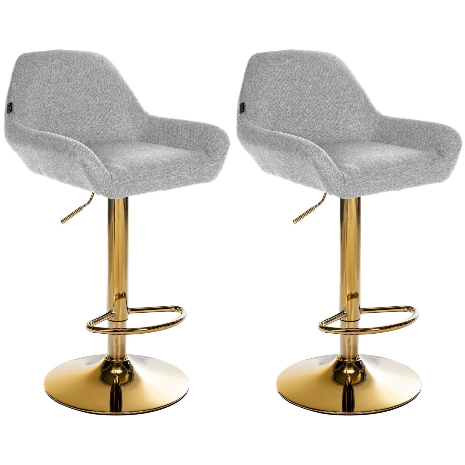 CLP 2er Set Barhocker Braga Gold Stoff Grau