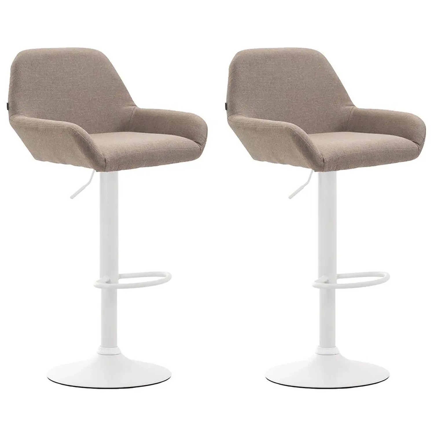 CLP 2er Set Barhocker Braga Stoff Taupe/Weiß