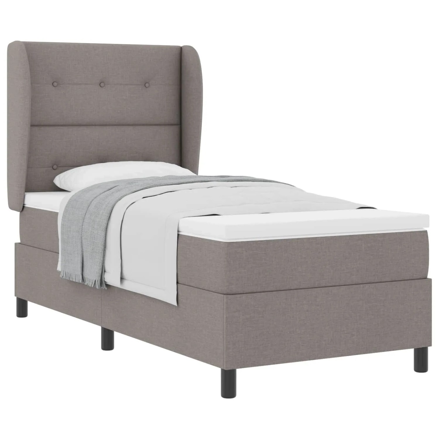vidaXL Boxspringbett mit Matratze Taupe 100 x 200 cm Stoff 3340554