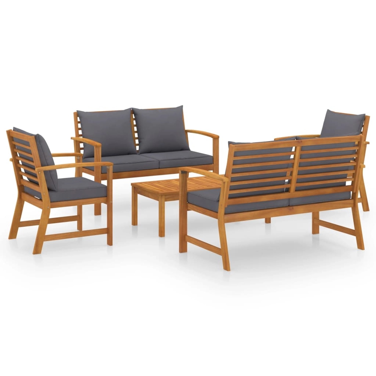 vidaXL 5-tlg Garten-Lounge-Set mit Auflagen Massivholz Akazie Modell 7