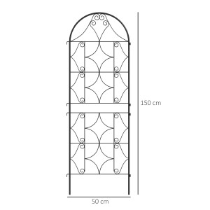 2er Set Outsunny Rankgitter aus Metall, schwarz, 150cm hoch, zur Unterstützung von Kletterpflanzen.