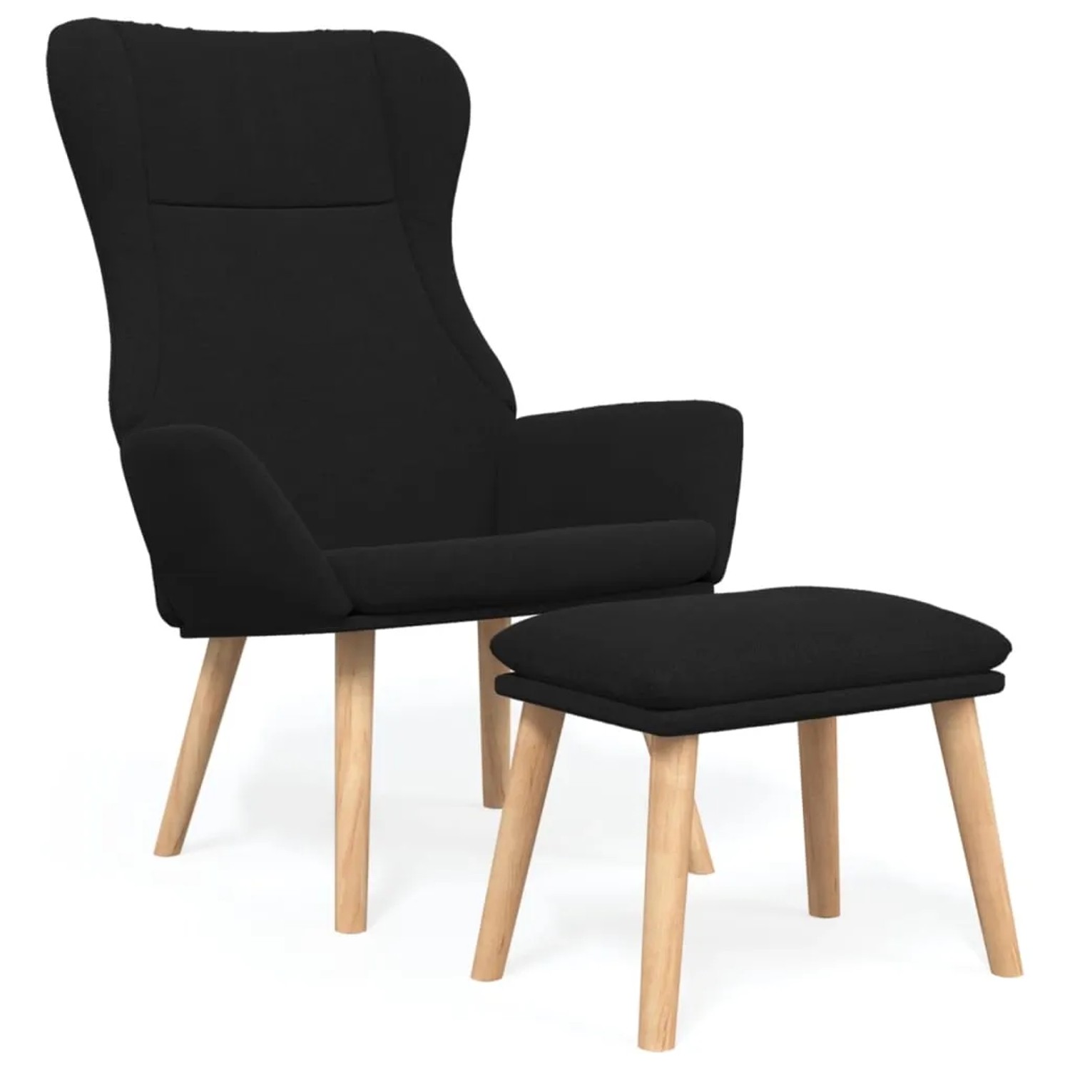 vidaXL Relaxsessel mit Hocker Schwarz Stoff 3097888