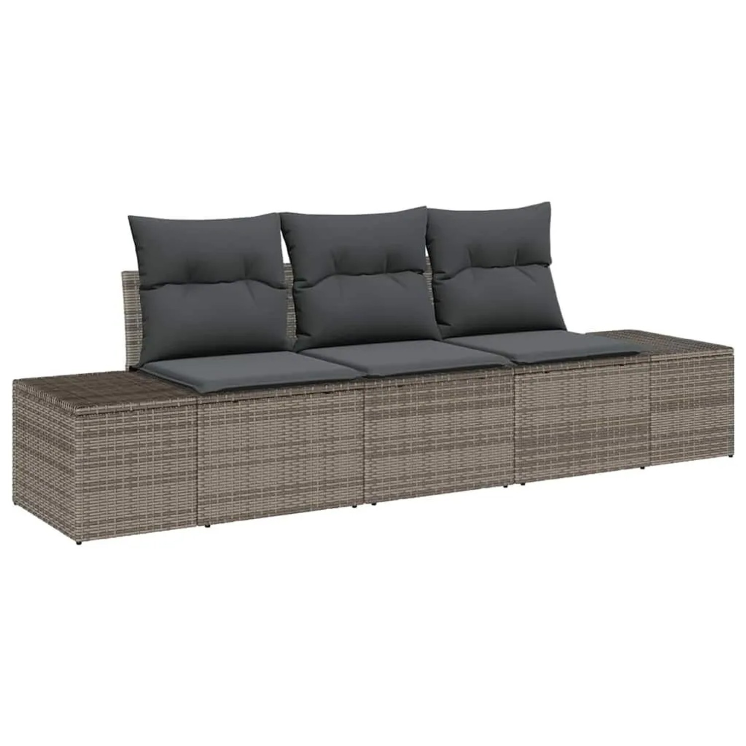 vidaXL Gartensofa-set mit Speicher 3-Tlg Grau Poly-Rattan 3355588 günstig online kaufen