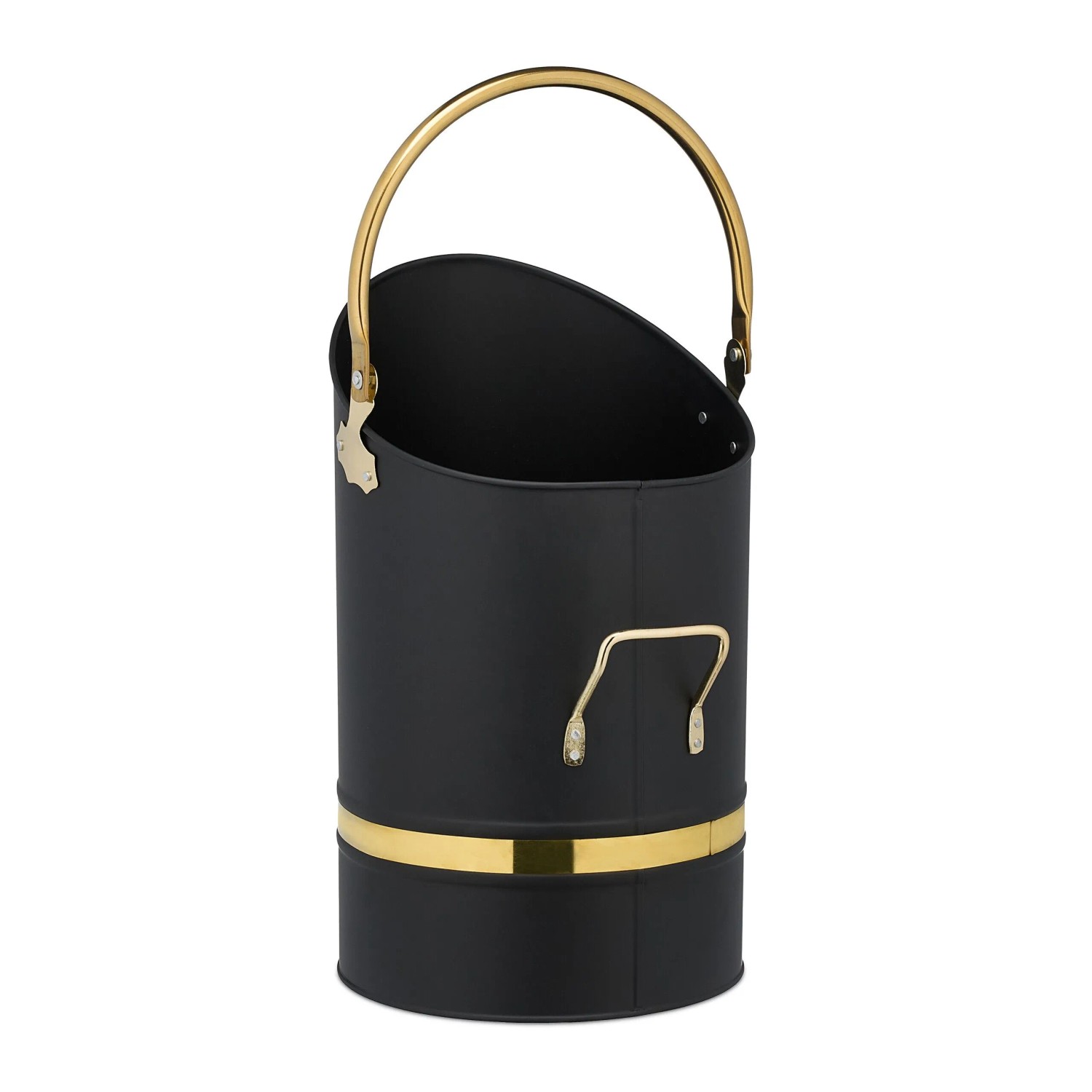 Relaxdays Kohlenschütte Eisen Schwarz 12 Liter 40 cm x 23 cm 1,2 kg
