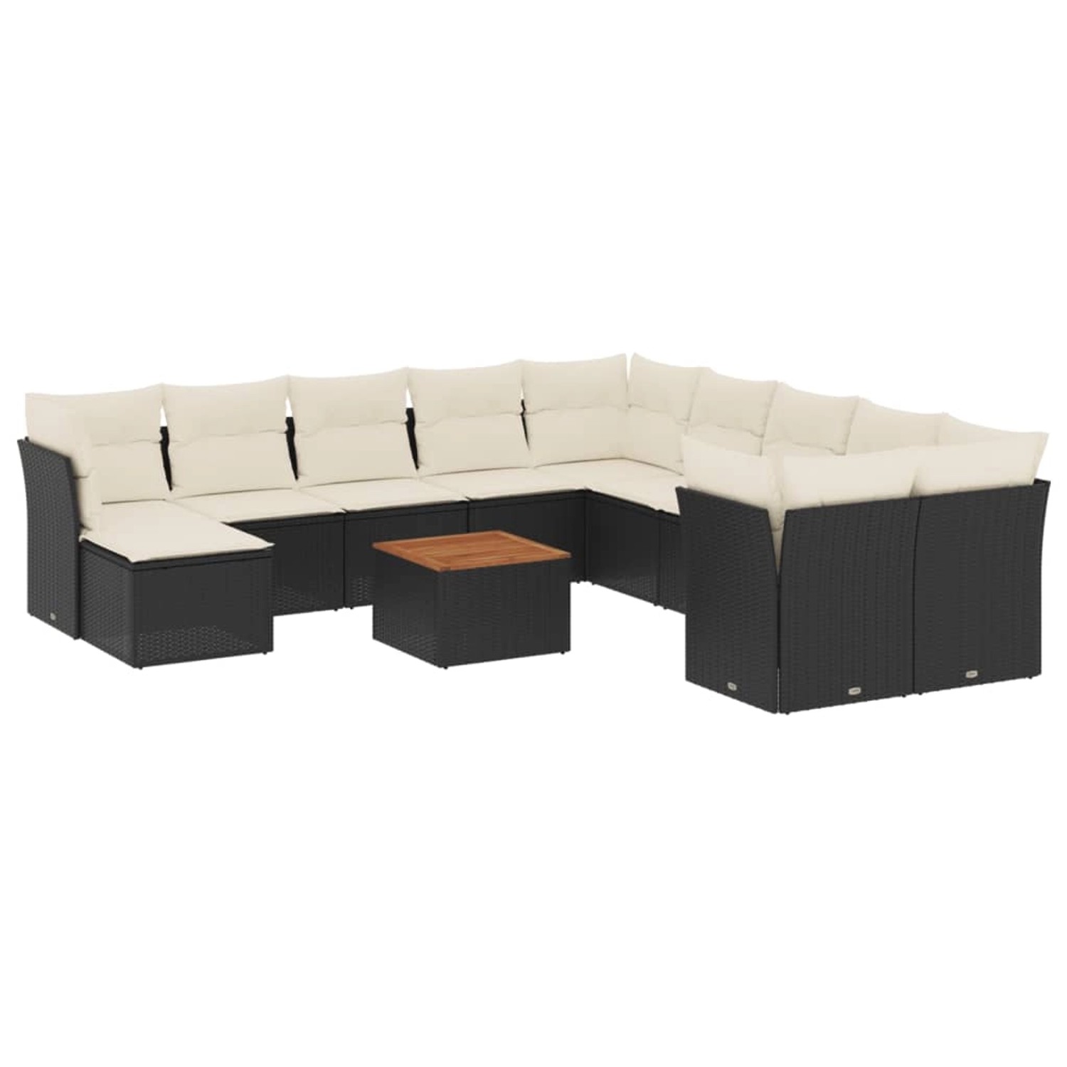 vidaXL 12-tlg Garten-Sofagarnitur mit Kissen Schwarz Poly Rattan Modell 57