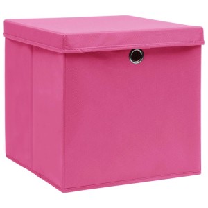 vidaXL Aufbewahrungsboxen mit Deckeln 10 Stk Rosa 32x32x32 cm Stoff 288348
