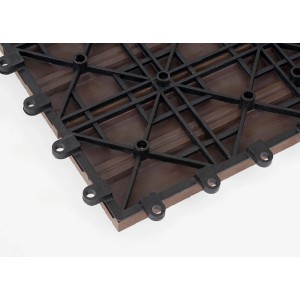 MCW WPC Bodenfliese Sarthe in Holzoptik, Coffee, Rückseite mit Stecksystem.