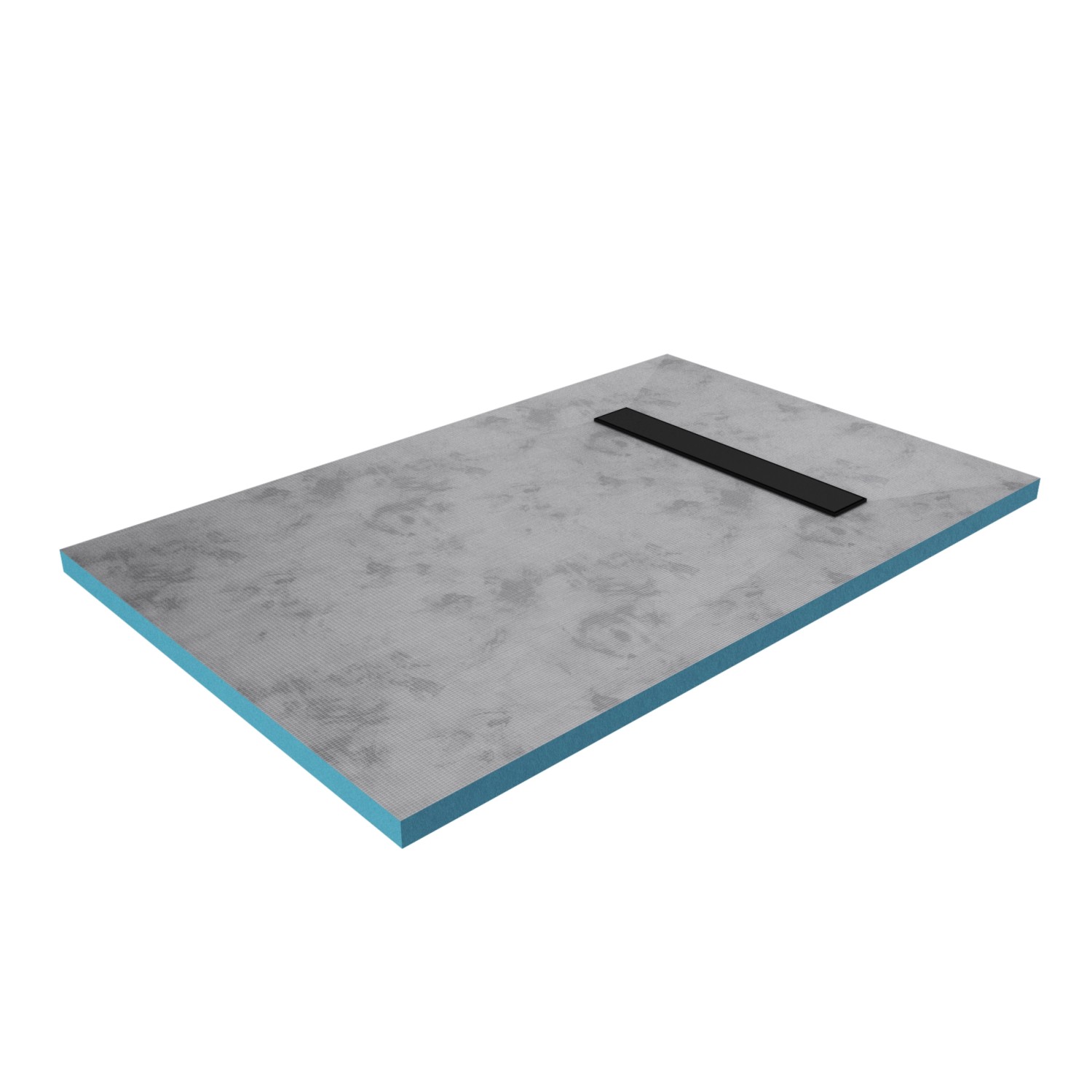 Aurlane befliesbares Showerboard 80x120 mit schwarzem Ablaufkanal für bodengleiche Dusche.
