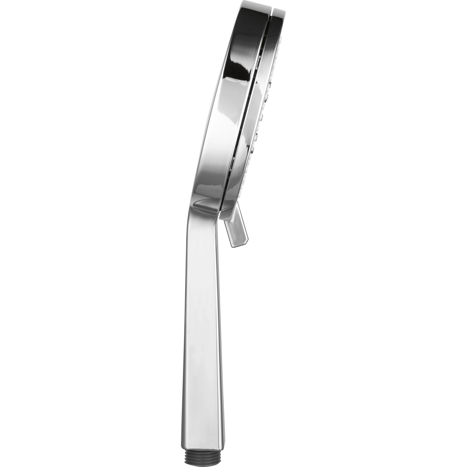 Verchromte baliv Handbrause HBR-120.130, Ø 12 cm, mit drei Strahlarten und Antikalk-Noppen.