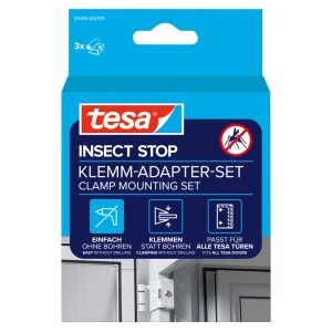 tesa Insect Stop Klemm-Adapter-Set, weiß, für Insektenschutzrahmen ohne Bohren.